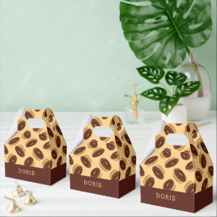 Chocolate brown donuts pattern favor boxes