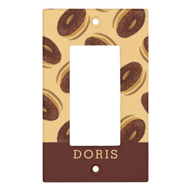 Chocolate brown donuts pattern light switch cover (Front)