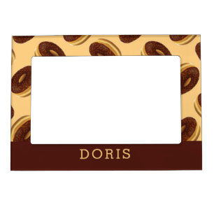 Chocolate brown donuts pattern magnetic frame