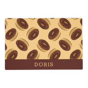 Chocolate brown donuts pattern placemat