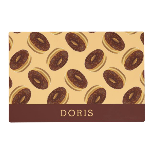 Chocolate brown donuts pattern placemat (Front)