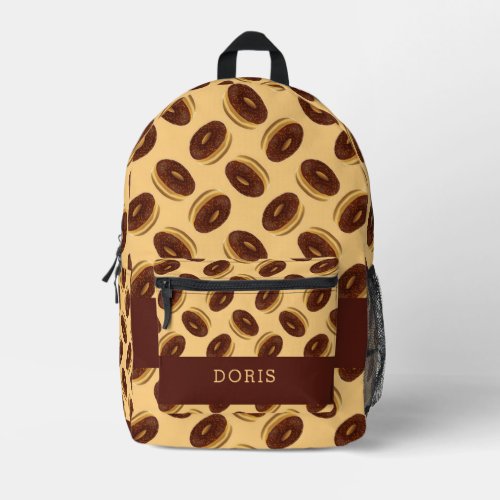 Chocolate brown donuts pattern printed backpack