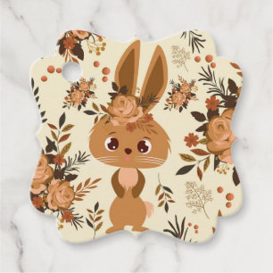 Chocolate Brown Easter Bunny Floral Favor Tags