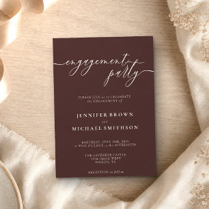 Chocolate Brown Elegant Engagement Party Invitation