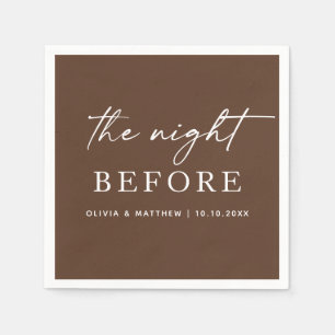 Chocolate Brown Elegant Script Rehearsal Dinner Napkins