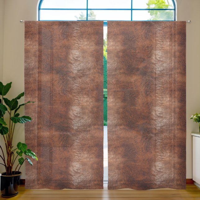 Chocolate Brown Faux Leather Sheer Curtains (Living Room)