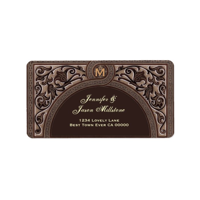 CHOCOLATE BROWN Floral Arch Wedding Address Label