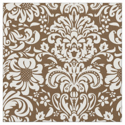 Chocolate Brown Floral Damask Fabric