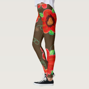 Chocolate Brown Flowered Leggings