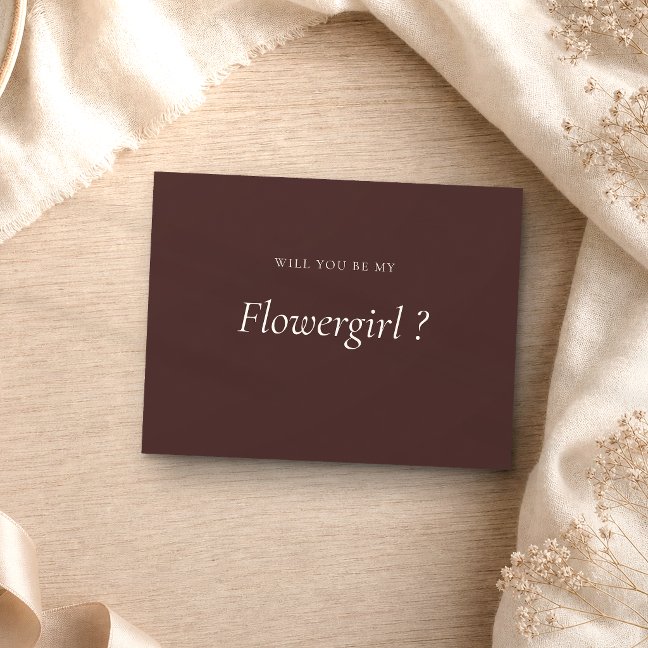Chocolate Brown Formal Be My Flowergirl Invitation Postcard