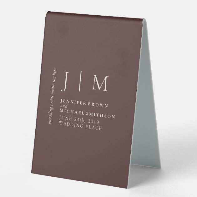 Chocolate Brown Formal Elegant Suite Wedding Table Tent