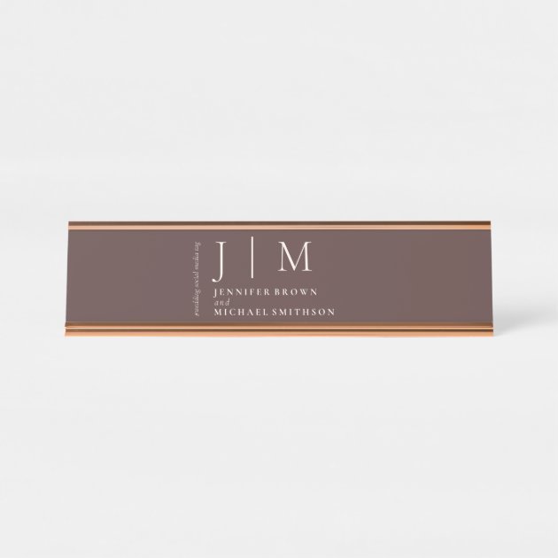 Chocolate Brown Formal Elegant Table Wedding Desk Name Plate
