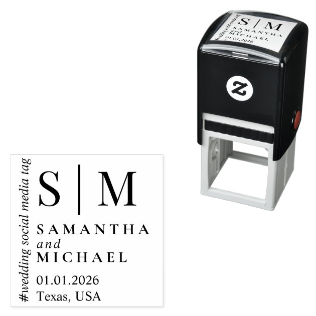 Chocolate Brown Formal Event Easy Wedding Self-inking Stamp