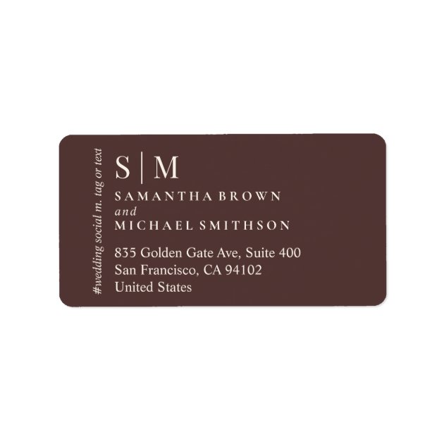 Chocolate Brown Formal Event Suite Wedding Address Label