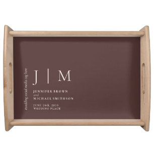 Chocolate Brown Formal Modern Event coffee Wedding Serving Tray
