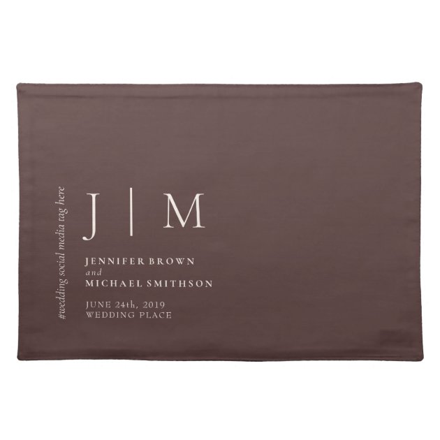 Chocolate Brown Formal Modern minimal Wedding Cloth Placemat