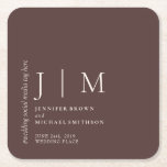 Chocolate Brown Formal Simple Elegant Wedding Square Paper Coaster<br><div class="desc">Chocolate Brown Formal Simple Elegant Wedding</div>