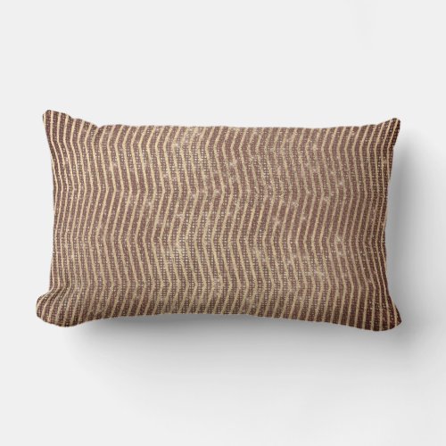 Chocolate Brown Foxier Metal Chevron Stripes Lines Lumbar Pillow