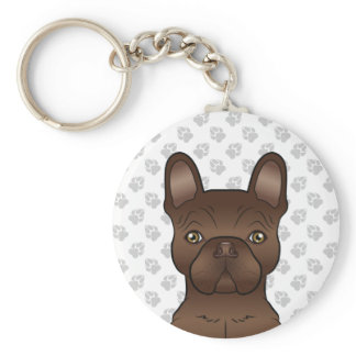 Chocolate Brown French Bulldog Cute Cartoon Dog Keychain