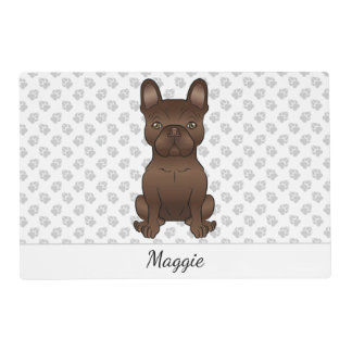Chocolate Brown French Bulldog Cute Dog &amp; Name Placemat