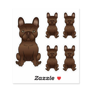 Chocolate Brown French Bulldog Dog Drawings Sticker