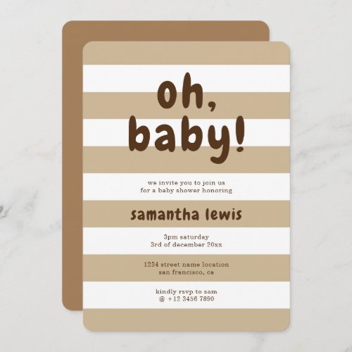 Chocolate Brown Gender Neutral Baby Shower Invitation