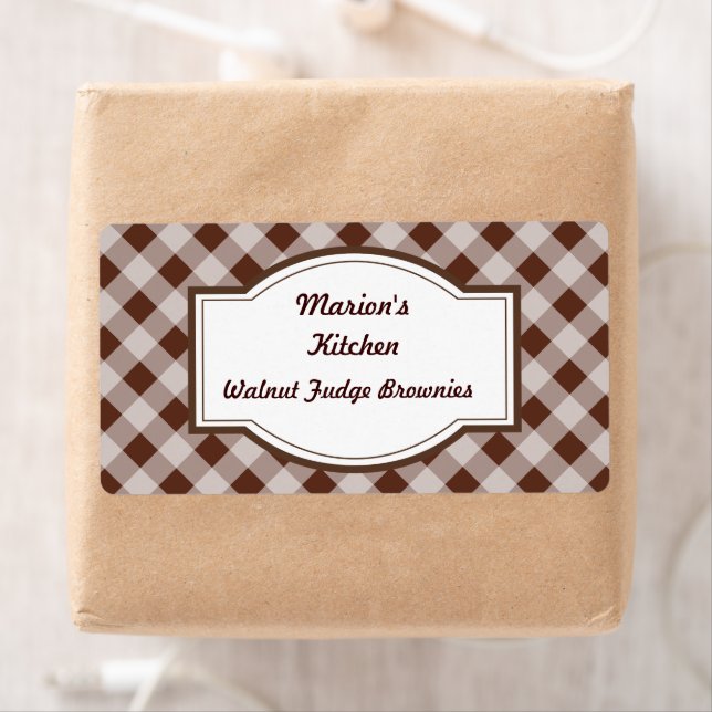 Chocolate Brown Gingham Baking Kitchen Gift Labels (Insitu)