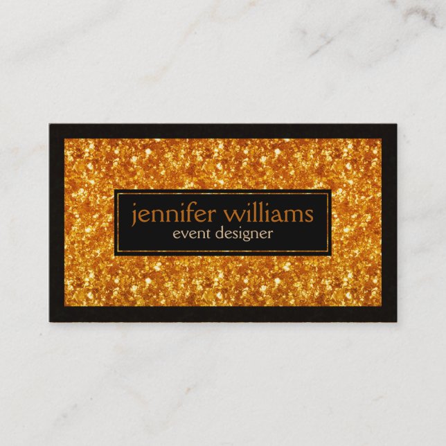 Chocolate brown Glitter Black Accents Business Card (Front)