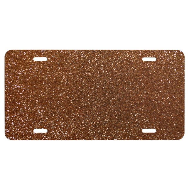 Chocolate brown glitter license plate (Front)