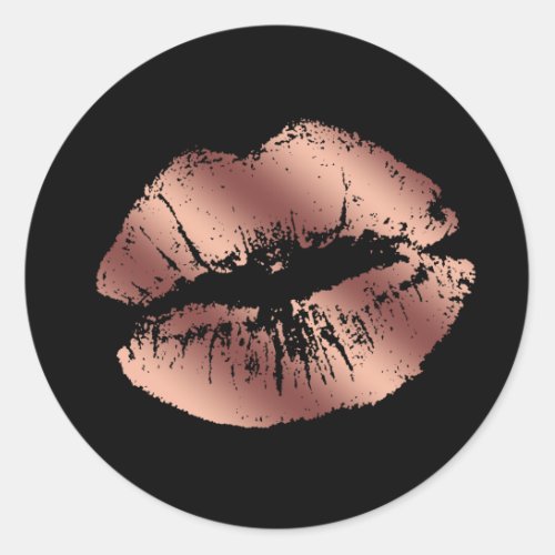 Chocolate Brown Glitter Lips Classic Round Sticker