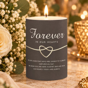 Chocolate Brown Gold Heart Wedding Memorial Pillar Candle