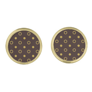 Chocolate Brown & Gold Polka Dot Cufflinks