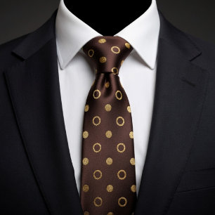 Chocolate Brown & Gold Polka Dot Neck Tie