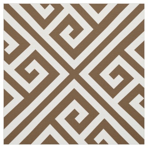 Chocolate Brown Greek Key Large Scale Fabric