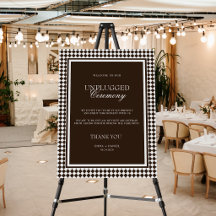 Chocolate Brown Harlequin Wedding Welcome Sign