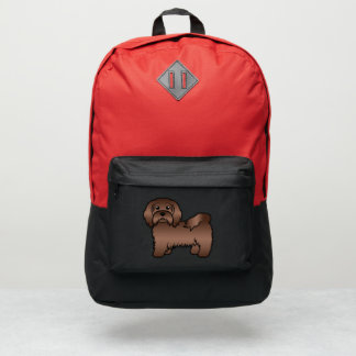 Chocolate Brown Havanese Cute Cartoon Dog Port Authority® Backpack
