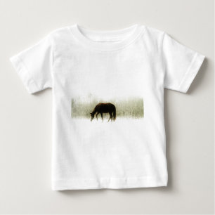 Chocolate Brown horse in the fog Baby T-Shirt