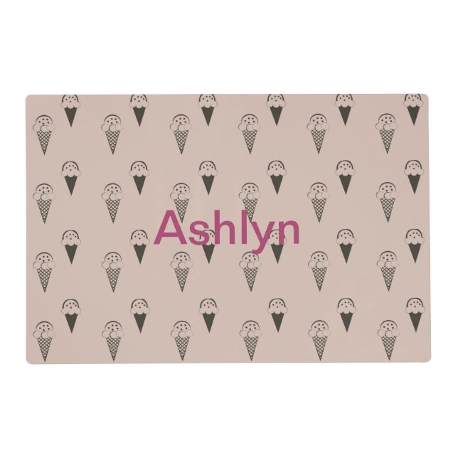 Chocolate Brown Ice Cream Cones Placemat (Front)