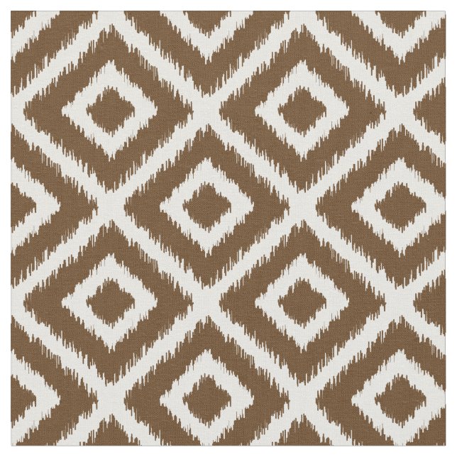 Chocolate Brown Ikat Diamonds Fabric (Close Up)