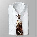 Chocolate Brown Ivory Cream Unique Abstract Art Neck Tie