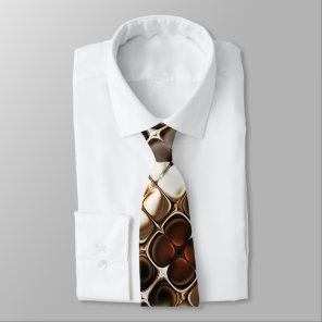 Chocolate Brown Ivory Cream Unique Abstract Art Neck Tie