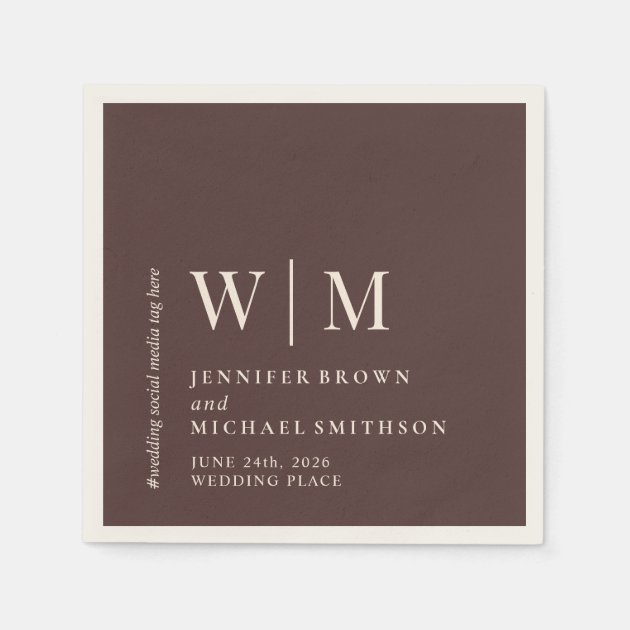 Chocolate Brown & Ivory Formal Event Suite Wedding Napkins