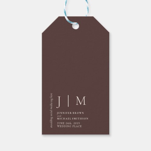 Chocolate Brown Ivory Formal Event Wedding Gift Tags