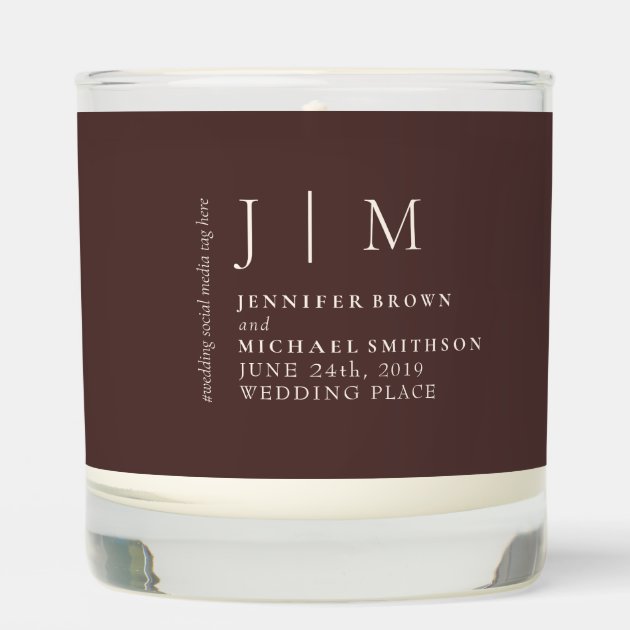 Chocolate Brown Ivory Formal Modern Event Wedding Scented Candle