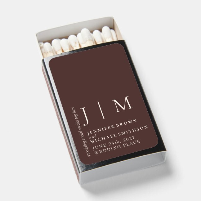 Chocolate Brown Ivory Formal Trend Wedding Matchboxes