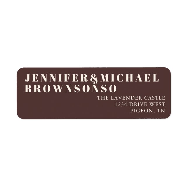 Chocolate Brown Ivory Minimalistic Wedding Label (Front)