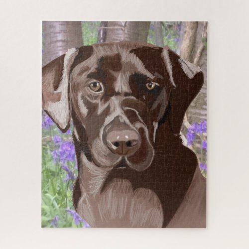 Chocolate Brown Labrador in a Bluebell Wood Jigsaw Puzzle