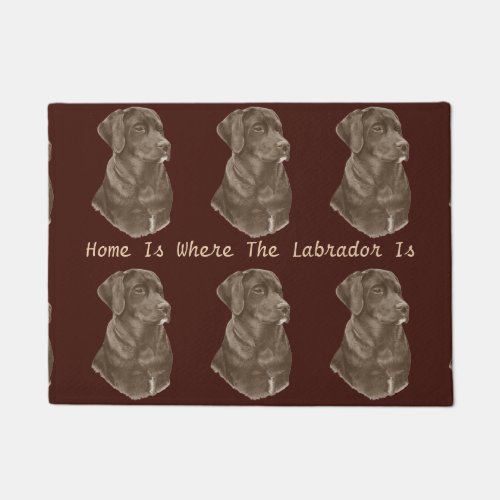 chocolate brown Labrador retreive dog portrait art Doormat
