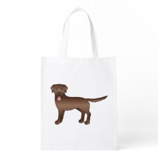 Chocolate Brown Labrador Retriever Cartoon Dog Grocery Bag