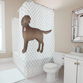 Chocolate Brown Labrador Retriever Cartoon Dog Shower Curtain